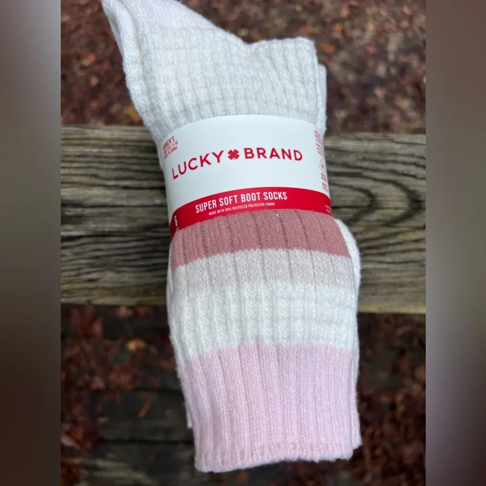 LUCKY BRAND Ladies' Super Soft Boot Sock, 6-pair assorted Pink pack NWT NEW